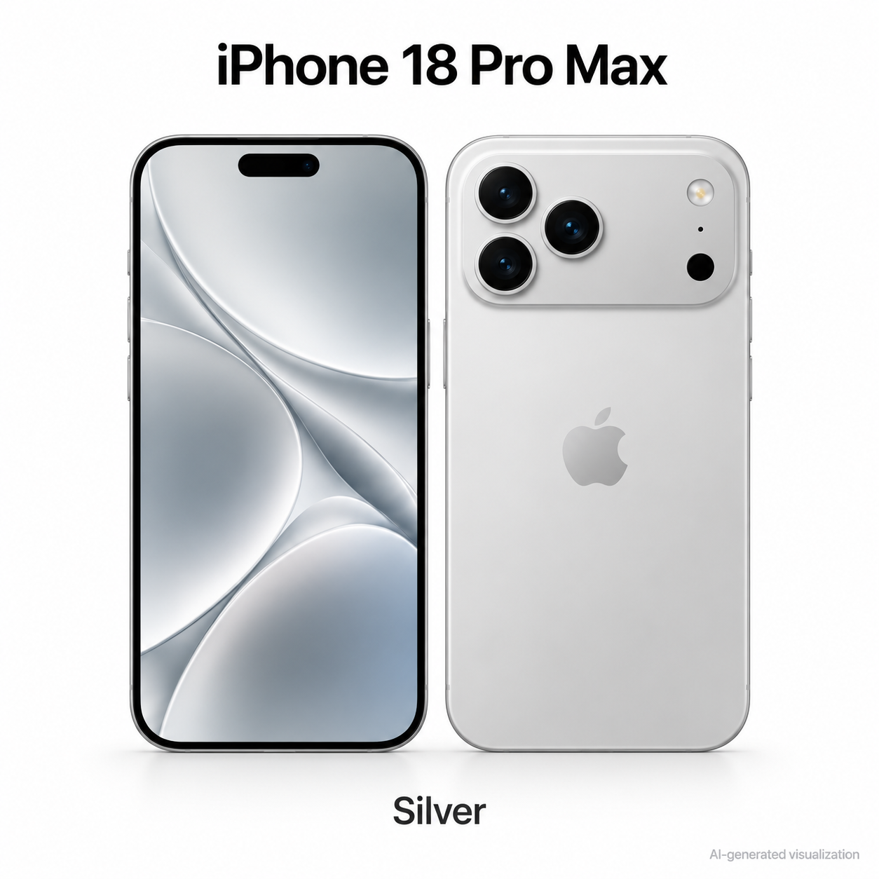 iPhone 18 Pro Max Silver AI-generated concept visualization